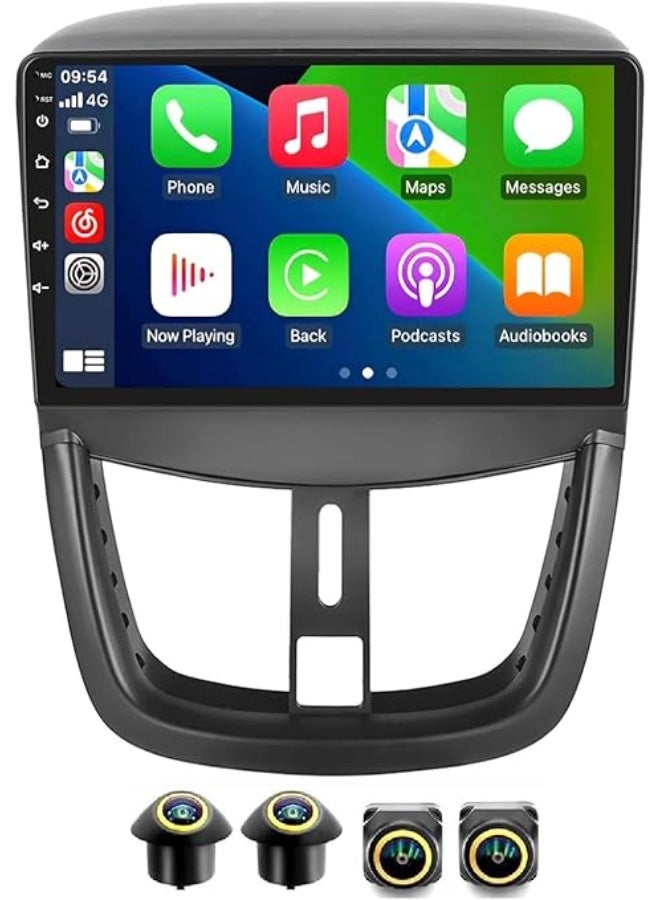 SHEZA STAR Android Car Stereo for Peugeot 207 2006-2015 4GB RAM 64GB ROM Support Carplay, M-Link Wi-Fi BT, Radio GPS, 9 Inch IPS.QLED, Screen with 360D Camera Included - Image 1