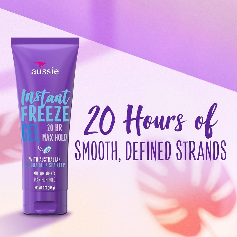 Aussie Instant Freeze Hair Gel with Jojoba Oil & Sea Kelp, Maximum Hold, 7 Ounce - Image 3