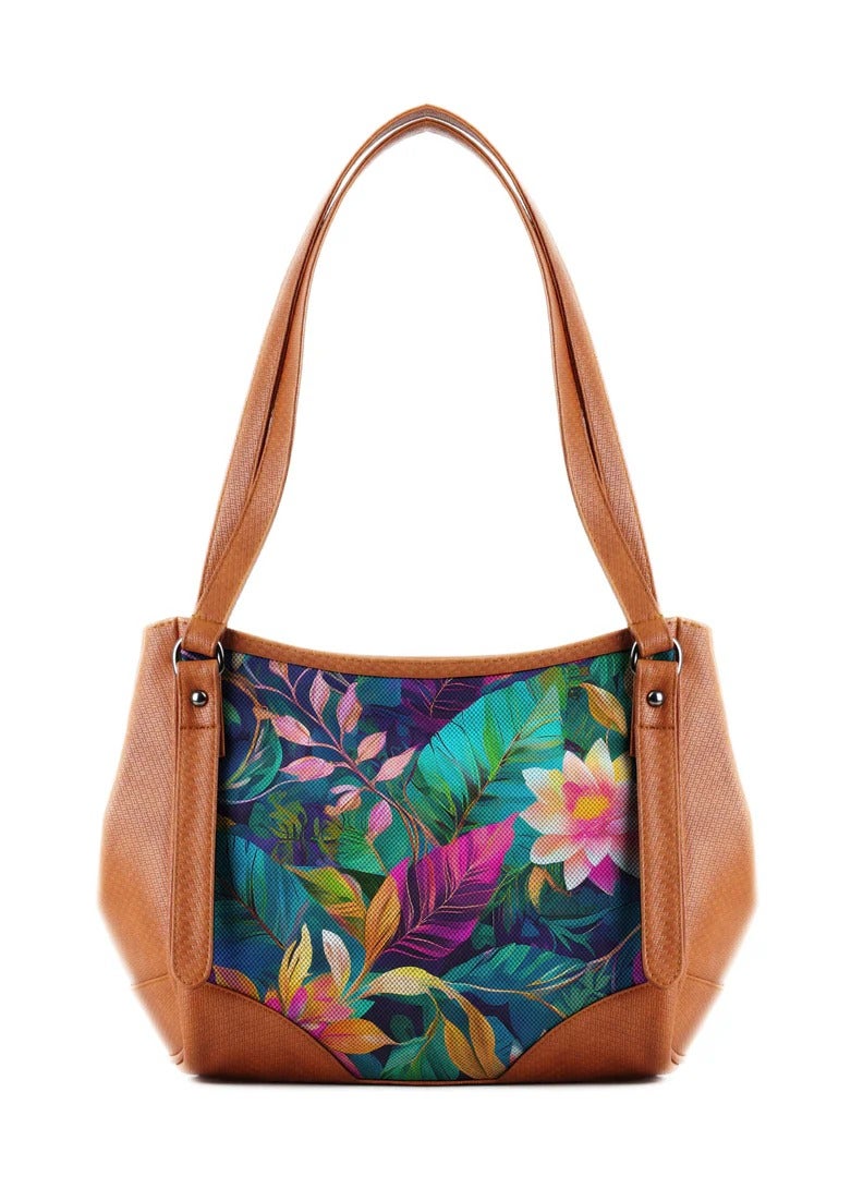 Leather Tote Bag floral - Image 1