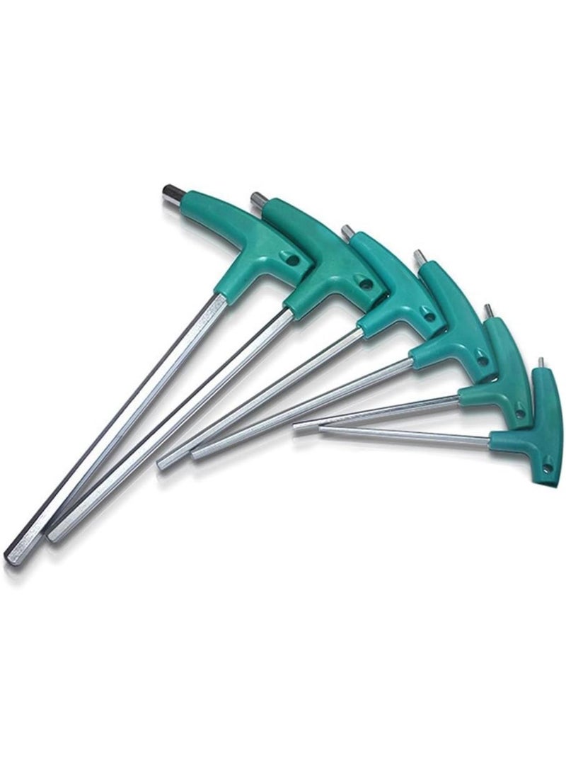 GGOOT 6PCS Kit Hardware Hexagon Socket T Screw Nut Wrench T Handle with Storage Bag Forging Tool  - Image 1