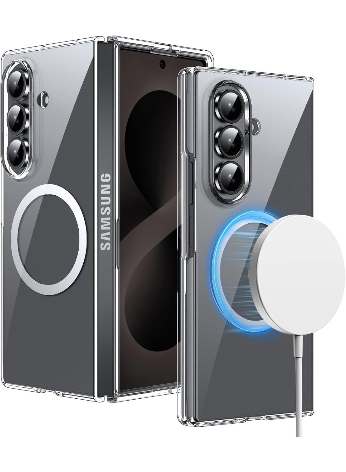 for Samsung Galaxy Z Fold 8 Ultra Case Clear Magnetic Phone Case  Compatible with Magsafe Anti-Yellowing Drop Protection Shockproof Crystal Transparent Phone Cover 8.0 Inch for Galaxy Z Fold8 Ultra