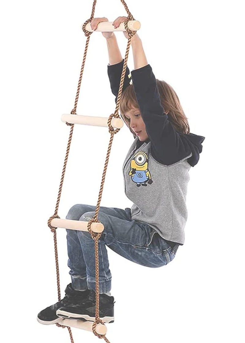 REZNOR 9FT Climbing Rope - Ninja Warrior Slackline, Playground Equipment - Obstacle Ladder Rope Swing for Children, 9 Rungs - Image 1