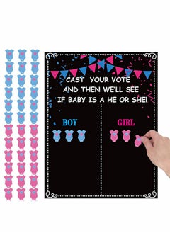 Excefore Baby Gender Reveal Board, Party Supplies Kit with Decorations Games Gender Reveal Voting Poster Board with Stickers, Chalkboard Design Party Games Kit  - Image 1