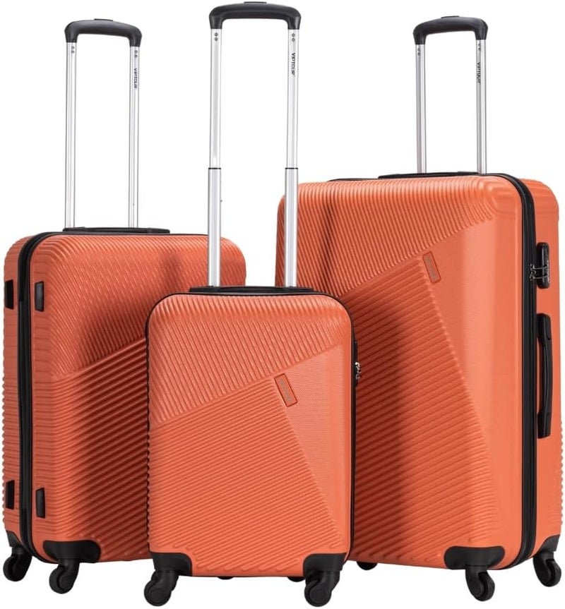 VIPTOUR 4-Piece Set Strong ABS Material 4 Spinner Wheels Number lock Luggage Set with 20/24/28/32 Inch, VT-A390 B, Raddish Orange, large, 4-Piece Set, Strong ABS Material, 4 Spinner Wheels - Image 2