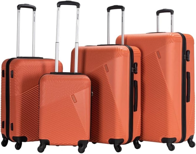 VIPTOUR 4-Piece Set Strong ABS Material 4 Spinner Wheels Number lock Luggage Set with 20/24/28/32 Inch, VT-A390 B, Raddish Orange, large, 4-Piece Set, Strong ABS Material, 4 Spinner Wheels - Image 1