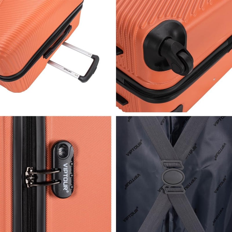 VIPTOUR 4-Piece Set Strong ABS Material 4 Spinner Wheels Number lock Luggage Set with 20/24/28/32 Inch, VT-A390 B, Raddish Orange, large, 4-Piece Set, Strong ABS Material, 4 Spinner Wheels - Image 5