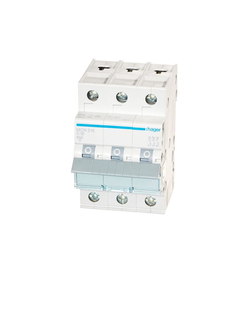 HAGER Miniature circuit breaker Three Pole 16A 6KA TP MCB TYPE C MCN316 *ONEKONEKT - Image 2