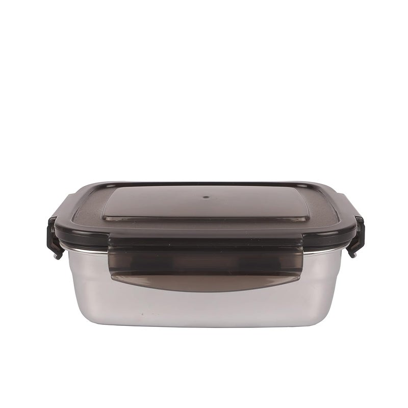 Femora High Steel Rectangle Heavy Duty Airtight Leakproof Unbreakable Lunch Box, Storage Container With Lock Lid for Office-College-School |1 Year Warranty| (Set of 1-550ml) - Image 1
