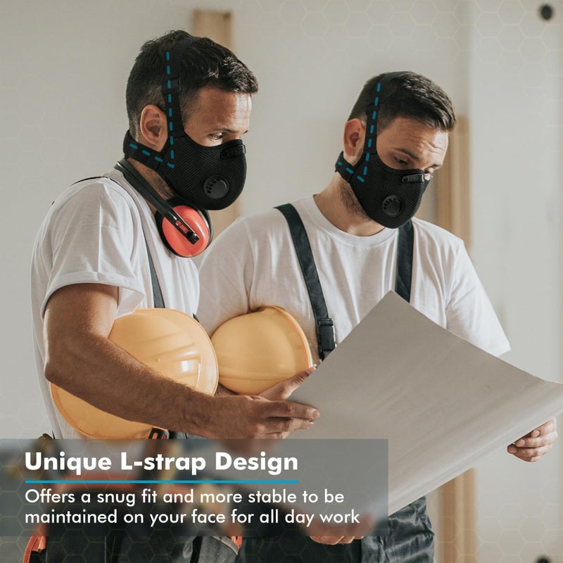 BASE CAMP M PRO Dust Mask, All day Comfortable Reusable Respirator Mask for Dust, Safety Work Mask for Woodworking - Image 2