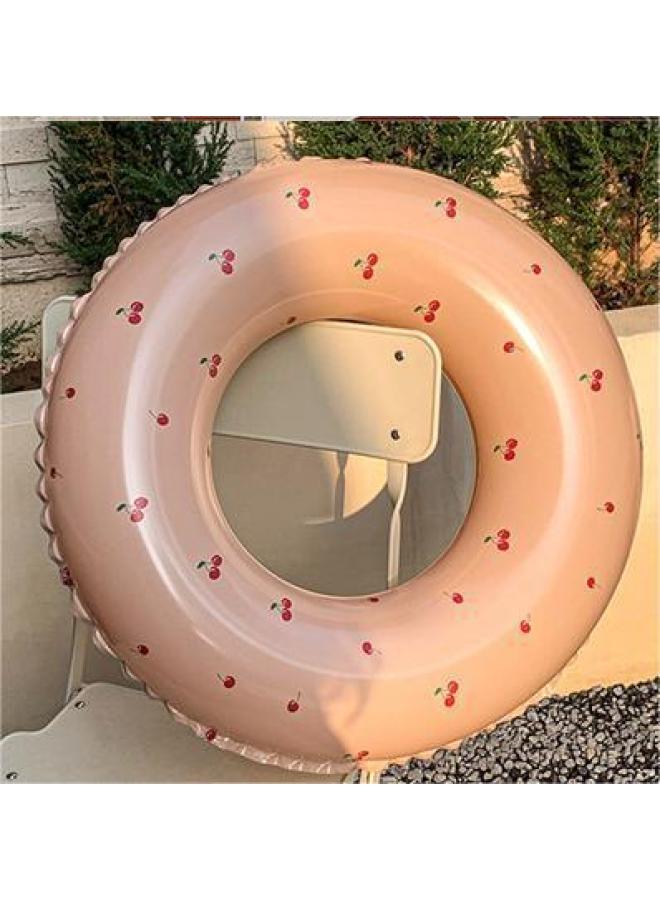 Generic Children Swimming Ring Thickened Popular Pvc Stripe Plaid Inflatable Adult Life Buoy Net Red Float Ring-After Inflating Outer Diameter:60#-Inner Diameter After Inflating:Cherry Circle - Image 1