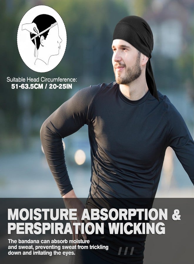 YANIKY Bandanas Skull Caps for Men, Do Rag Women Breathable Helmet Liner, 3 in 1 Face Covering UV Sun Protection Neck Drape Durags, Black, One size - Image 5