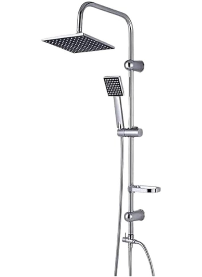 Biella Chrome Plated Shower Mixer Bathroom Twin Head Large Square Bar Set Waterfall Bath Shower Mixer Tap With Modern Rigid Riser Kit  - Image 1