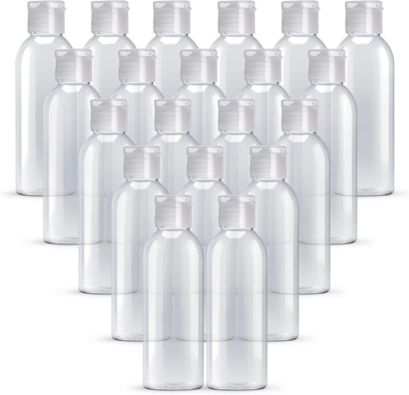 Palm Safe 20 Pack of 100ml Travel Bottles with Flip Caps