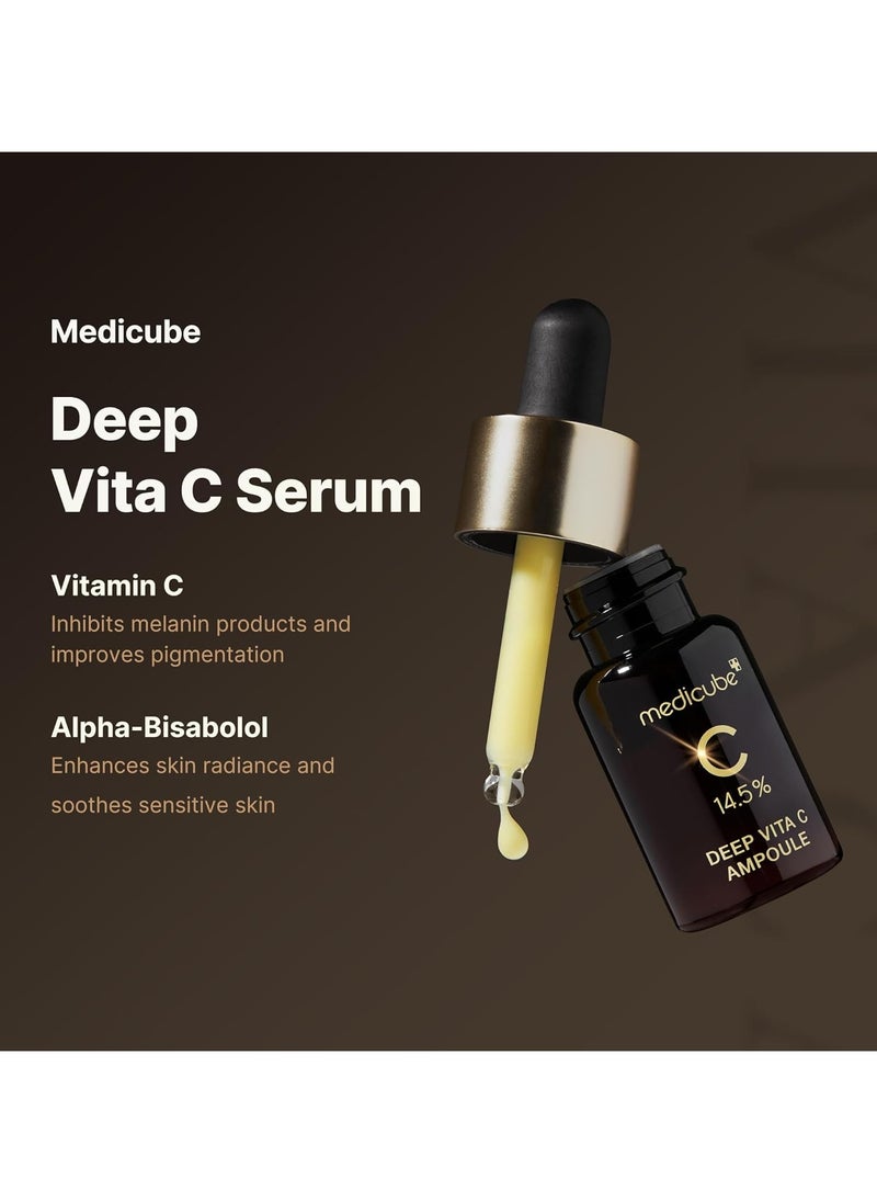 Medicube - Deep Vita C Serum 2.0 || 14.5% Pure Vitamin C reduce the appearance of hyperpigmentation, dark spots, and blemishes | 16 self-tests complete | Korean skincare (10g * 3 bottles) - Image 1