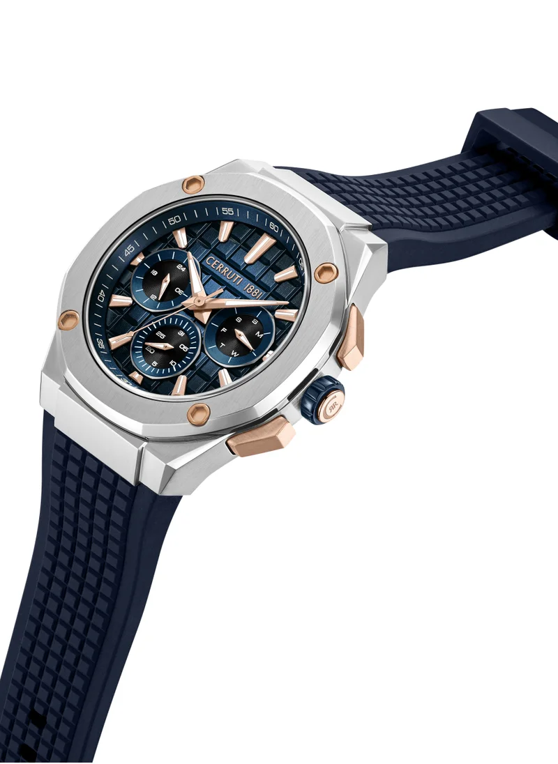 شيروتي 1881 Razzuolo Multifunction Watch for Men - Blue Gradient Dial, Blue Silicone Strap