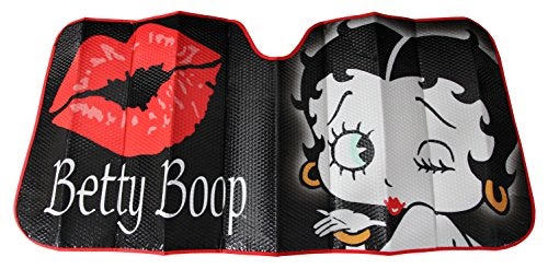 Plasticolor 003716R01 Betty Boop Timeless Black Accordion Style Car Truck SUV Front Windshield Sunshade
