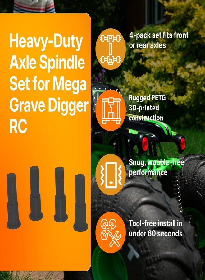 splash n color محور أمامي أو خلفي بديل من SplashNColor لشاحنة Monster Jam Mega Grave Digger RC - قطعة إصلاح شديدة التحمل، ملائمة بإحكام، وخالية من الاهتزاز - متينة وموثوقة للتضاريس الوعرة - أسود (عبوة من 4 قطع) - Image 2
