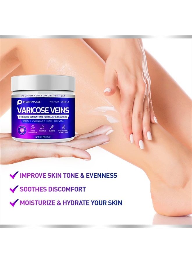 PHARMAPULSE Varicose Veins Cream, Varicose Vein & Soothing Leg Cream, Natural Varicose & Spider Veins Treatment, Strengthen Capillary Health, Improve Blood Circulation, Tired and Heavy Legs Fast Relief 2oz - Image 4