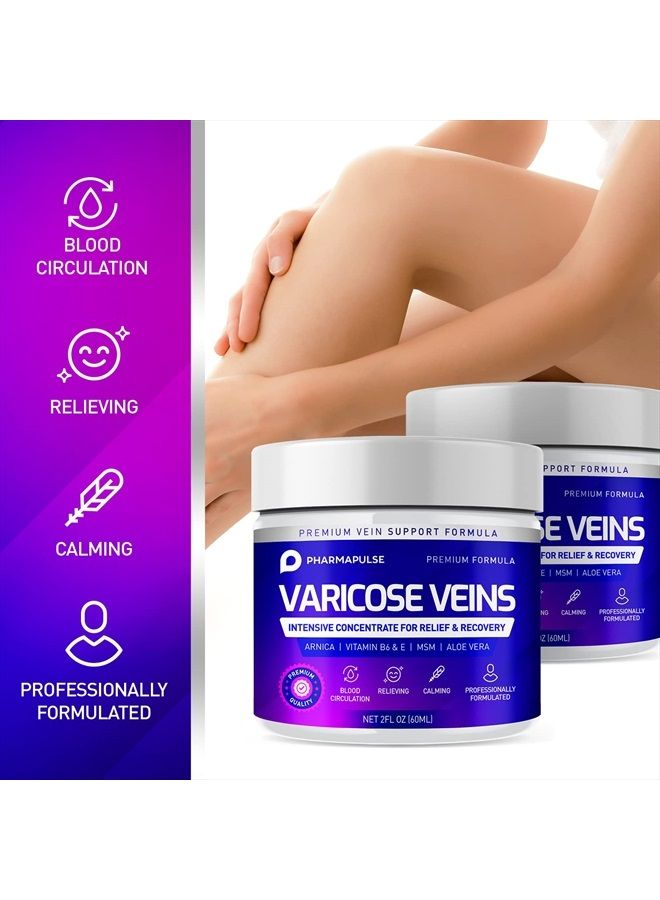 PHARMAPULSE Varicose Veins Cream, Varicose Vein & Soothing Leg Cream, Natural Varicose & Spider Veins Treatment, Strengthen Capillary Health, Improve Blood Circulation, Tired and Heavy Legs Fast Relief 2oz - Image 2