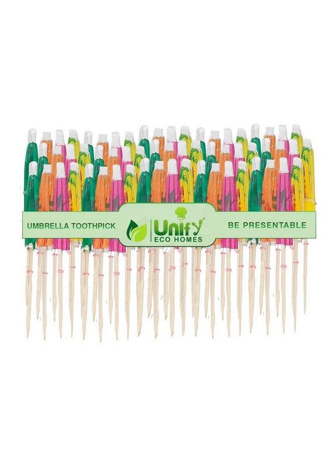 Unify EcoHomes 100 Pieces Umbrella Toothpick | Tropical Hawaiian Topper | Wooden Bamboo Luau Sticks | Cocktail Decorative | Snack Cakes Fruit Bar Café Home Party Supplies - Image 5
