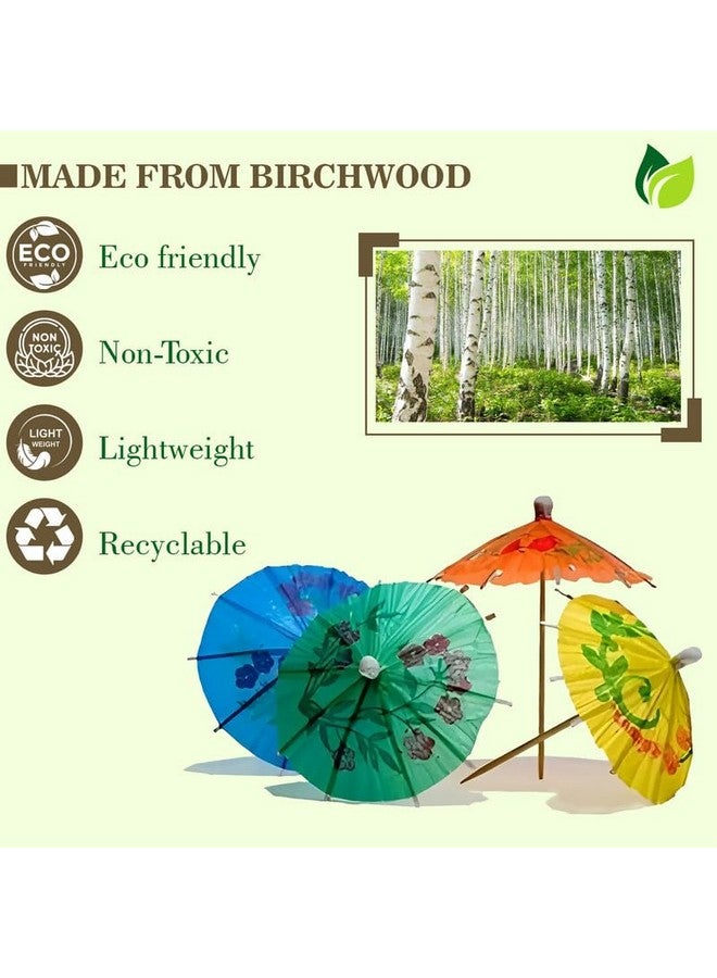 Unify EcoHomes 100 Pieces Umbrella Toothpick | Tropical Hawaiian Topper | Wooden Bamboo Luau Sticks | Cocktail Decorative | Snack Cakes Fruit Bar Café Home Party Supplies - Image 4