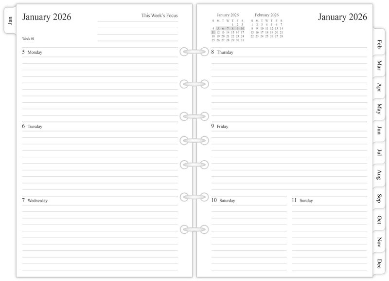 newestor 2026 Weekly & Monthly Planner Refill, 5-1/2" x 8-1/2", Jan 2026 to Dec 2026, 7-Hole Punched for Mini Binders - Image 1