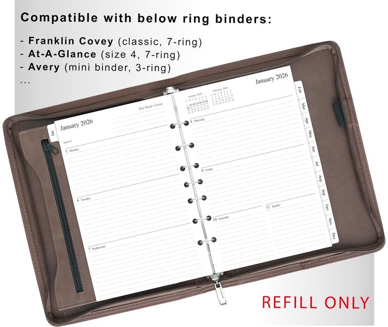 newestor 2026 Weekly & Monthly Planner Refill, 5-1/2" x 8-1/2", Jan 2026 to Dec 2026, 7-Hole Punched for Mini Binders - Image 2