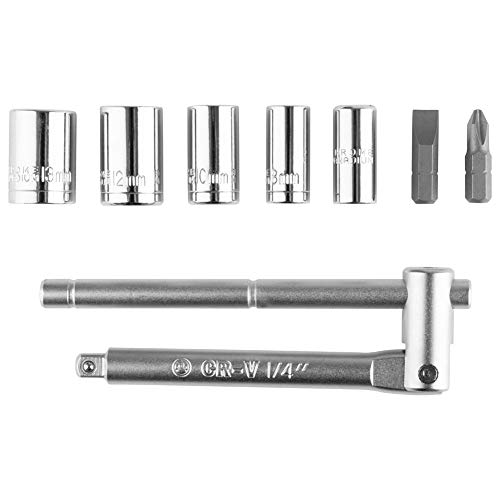 Tusk Folding Mini T-Handle Set 1/4″ Drive – Compact Folding T-Handle Driver with 8, 10, 12 & 13 mm Hex Sockets Plus #2 Phillips & Flat-Head Bits - Image 5