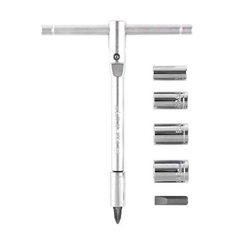 Tusk Folding Mini T-Handle Set 1/4″ Drive – Compact Folding T-Handle Driver with 8, 10, 12 & 13 mm Hex Sockets Plus #2 Phillips & Flat-Head Bits - Image 2