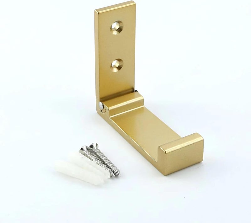 ZEYU Folding Coat Hooks, 10Pcs Wall Hooks for Hanging Coat Towel Hooks Hardware Heavy Duty Aluminum Alloy Headphone Holder No Rust Wall Mounted with Screws for Bags Fitness Equipment (10Pcs-Golden) - Image 2