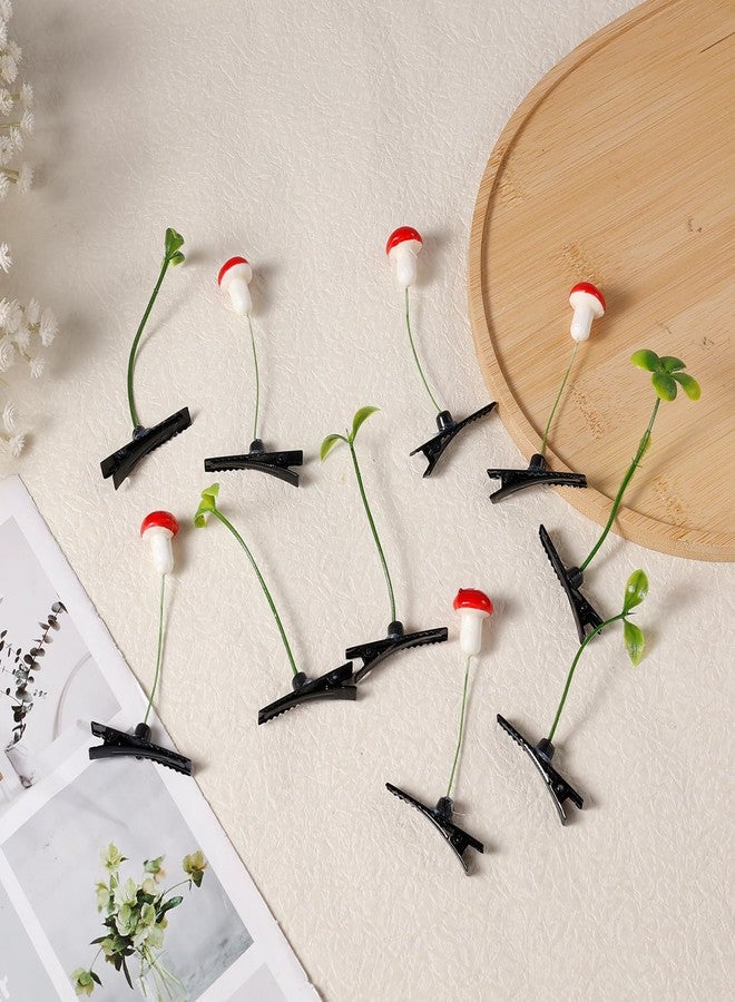 PEUTIER 50pcs, Bean Sprout Hair Clips, Four-Leave Clover, Mushroom, Funny Plant Hair Clips, Cute Headwear, Hair Accessories for Kids, Girls, Women, Home School Party Supplies - Image 3