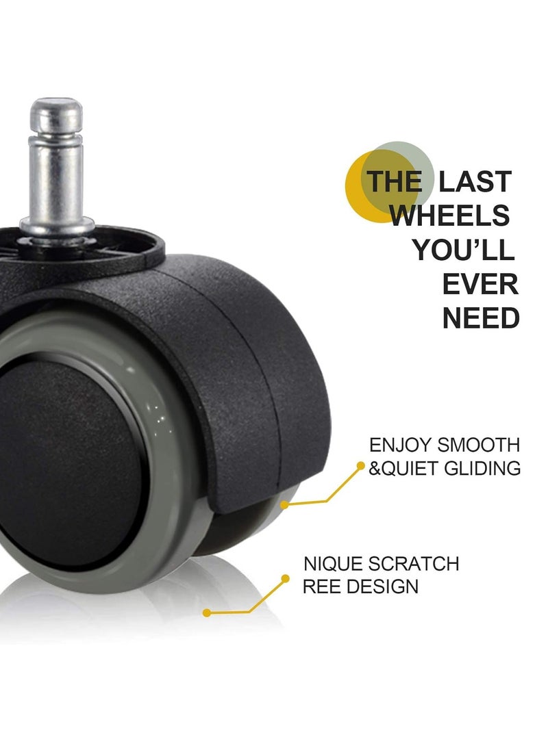 Generic - Office Chair Wheels Replacement for IKEA Chairs, 10mm Stem (Set of 5), 2" Heavy Duty Swivel Polyurethane Casters for IKEA Chair Furniture Accessories, Protection for Hardwood Floors Carpet - Image 1
