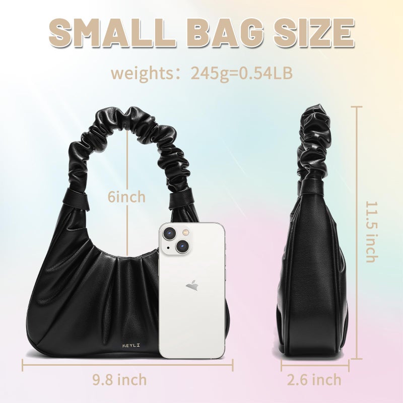 Keyli Cute Purses Mini Shoulder Bag for Women Waterproof Leather Tote Handbags fashionable travel Large clutch hobo purse with Magnetic Closure Black - Image 3