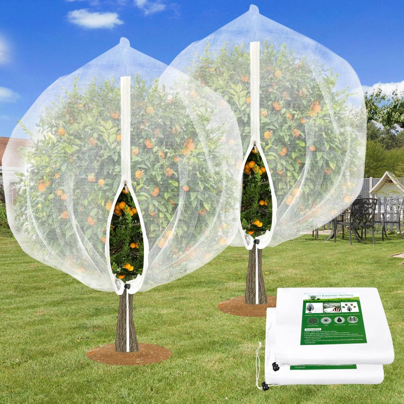 ANGAR 2PCS Large Fruit Tree Netting with Drawstring and Zipper, 8 * 8FT Garden Netting for Garden Protection, Insect Bird Netting for Fruit Trees, Protection from Anti Birds, Bugs,Cicadas, Insects - Image 1