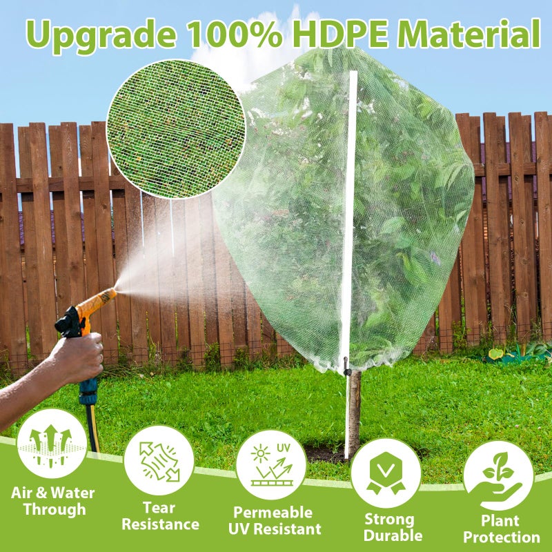ANGAR 2PCS Large Fruit Tree Netting with Drawstring and Zipper, 8 * 8FT Garden Netting for Garden Protection, Insect Bird Netting for Fruit Trees, Protection from Anti Birds, Bugs,Cicadas, Insects - Image 4