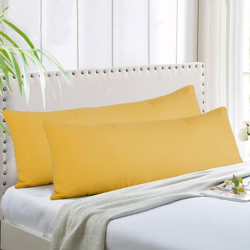 EVOLIVE Body Pillow Covers Pack of 2, 21" x 54", Ultra Soft Brushed Microfiber, Breathable & Cozy Body Pillowcases with Zipper Closure (Spicy Mustard) - Image 3