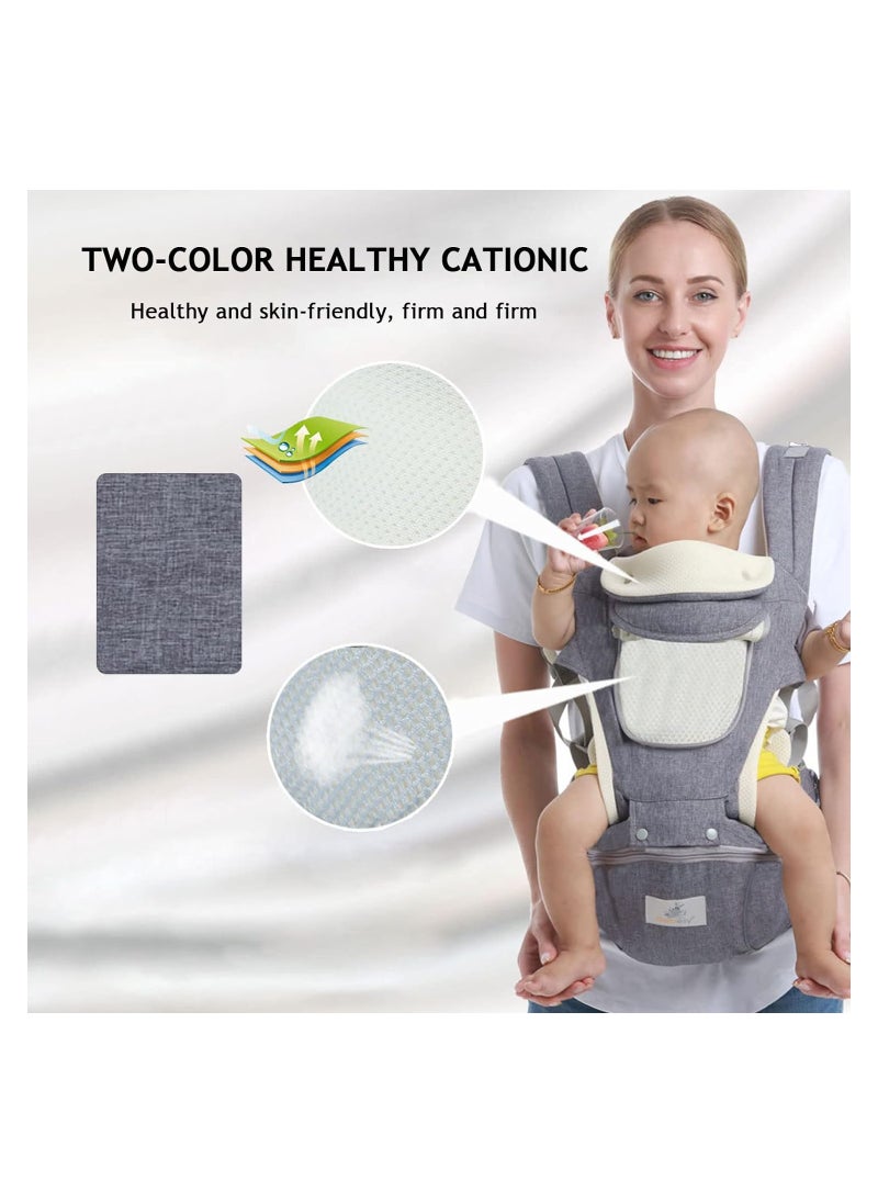 6-in-1 Baby Carrier, Baby Wraps Carrier, Baby Carrier with Hip Seat for Breastfeeding, One Size Fits All - Adapt to Newborn, Infant & Toddler (Grey)