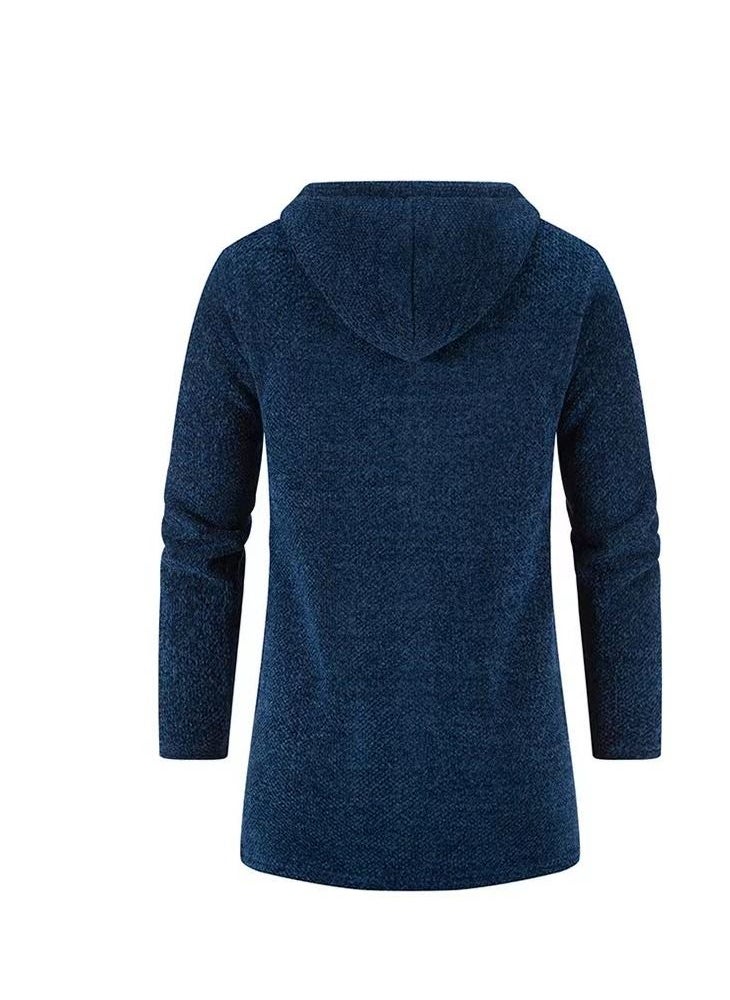 Loquat Fall/winter Plus Fluff  Sweater Cardigan Chenille Hooded Jacket  - Image 3