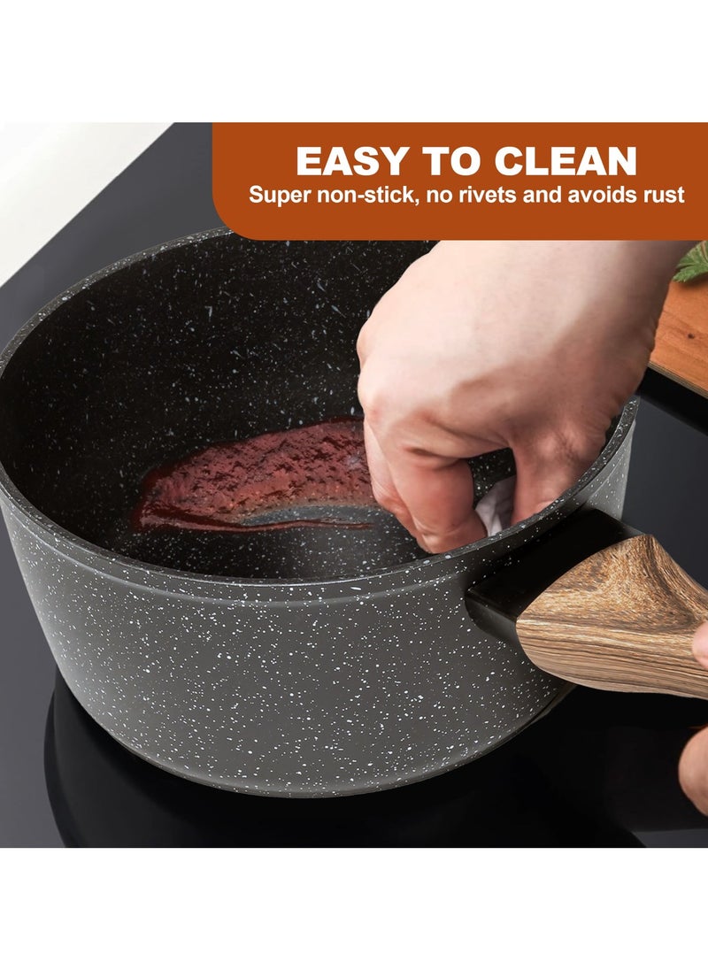Sweet Home Sweet Home Nonstick Sauce Pan Non Stick Small Pot for Cooking Ultra Non-Stick Granite Coating Sauce Pan  Compatible for All Stove Top PFOA Free  - Image 4