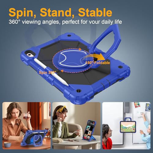 Auorld Case for iPad A16 11th Generation 11 Inch 2025, Auorld for iPad 10th Generation 10.9 inch 2022 case with Screen Protector, 360 Degree Rotating Stand Shoulder Strap Pencil Holder, Navy Black - Image 4