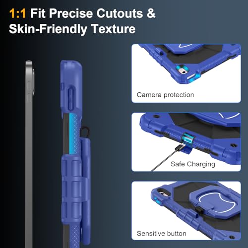 Auorld Case for iPad A16 11th Generation 11 Inch 2025, Auorld for iPad 10th Generation 10.9 inch 2022 case with Screen Protector, 360 Degree Rotating Stand Shoulder Strap Pencil Holder, Navy Black - Image 5