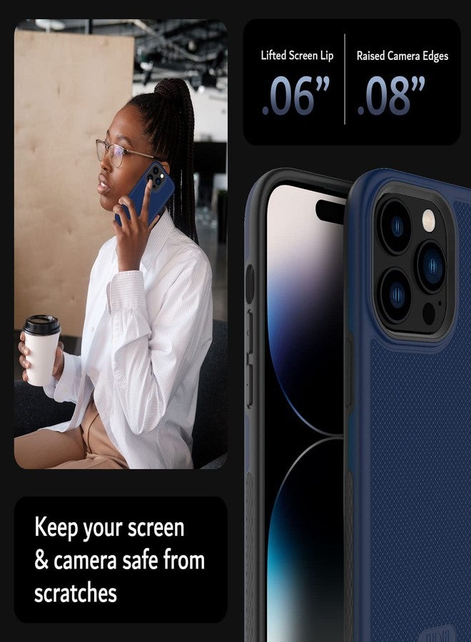 توديا جراب TUDIA MergeGrip مصمم خصيصًا لهاتف iPhone 14 Pro 5G (2022)، [متوافق مع MagSafe] جراب مغناطيسي مزدوج الطبقات رفيع مقاوم للصدمات من الدرجة العسكرية لهاتف iPhone 14 Pro (أزرق نيلي) - Image 4