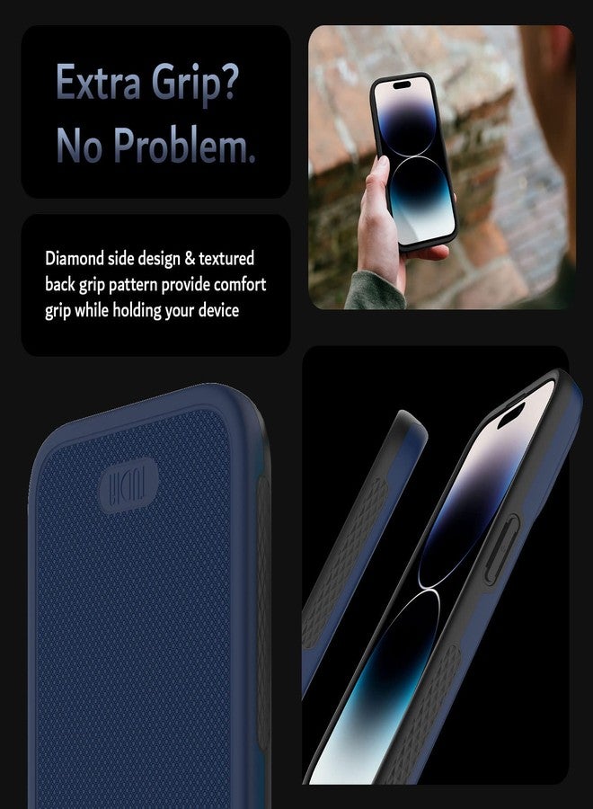 توديا جراب TUDIA MergeGrip مصمم خصيصًا لهاتف iPhone 14 Pro 5G (2022)، [متوافق مع MagSafe] جراب مغناطيسي مزدوج الطبقات رفيع مقاوم للصدمات من الدرجة العسكرية لهاتف iPhone 14 Pro (أزرق نيلي) - Image 5