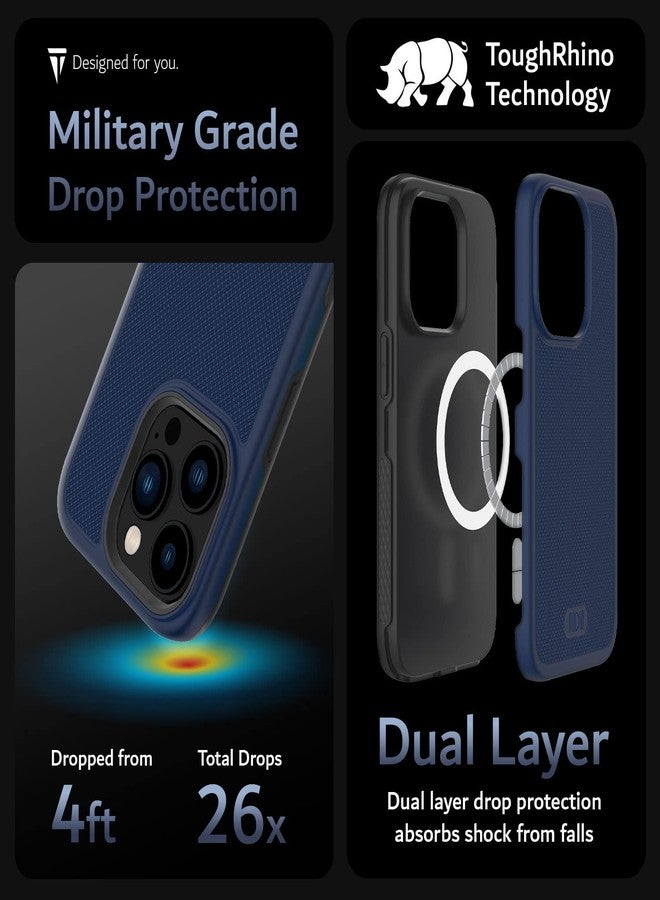 توديا جراب TUDIA MergeGrip مصمم خصيصًا لهاتف iPhone 14 Pro 5G (2022)، [متوافق مع MagSafe] جراب مغناطيسي مزدوج الطبقات رفيع مقاوم للصدمات من الدرجة العسكرية لهاتف iPhone 14 Pro (أزرق نيلي) - Image 3