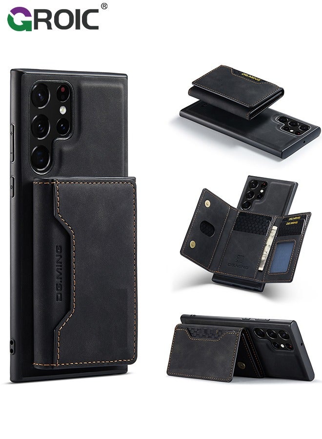 GROIC Samsung Galaxy S24 Ultra Case,2 in 1 Clutch Wallet Phone Cover, Vintage Slim Leather Case Magnetic Detachable Tri-Fold Wallet Shell, S24 Ultra 6.8" Leather Case with Card Holder Pocket Slim Case - Image 1