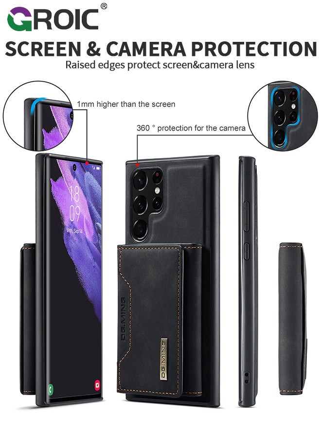 GROIC Samsung Galaxy S24 Ultra Case,2 in 1 Clutch Wallet Phone Cover, Vintage Slim Leather Case Magnetic Detachable Tri-Fold Wallet Shell, S24 Ultra 6.8" Leather Case with Card Holder Pocket Slim Case - Image 5