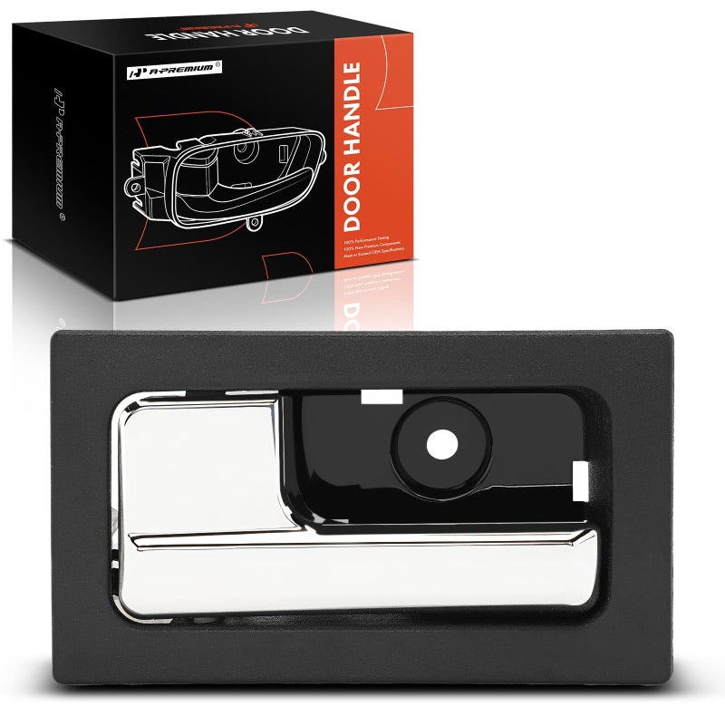 مقبض باب داخلي APremium متوافق مع فورد F150 2009 2010 2011 2012 2013 2014 ذراع كروم مع هيكل أسود للجهة الأمامية أو الخلفية الجانبية اليسرى للسائق بديل 9L3Z1522601CB CL3Z1522601GA
