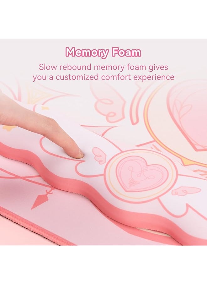 GEEKSHARE Mouse Pad Wrist Rest Support Set Non Slip Rubber Base Desk Mat And Memory Foam Wrist Rest For Keyboard And Mouse Perfect For Gaming Or Home Office Work Pink  - Image 2
