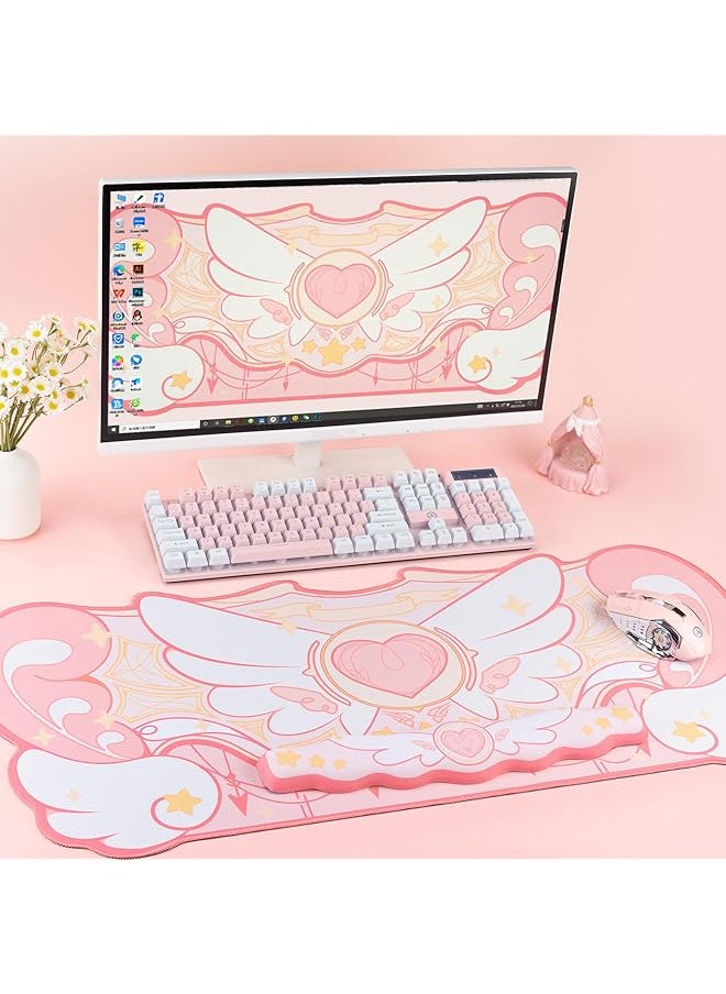 GEEKSHARE Mouse Pad Wrist Rest Support Set Non Slip Rubber Base Desk Mat And Memory Foam Wrist Rest For Keyboard And Mouse Perfect For Gaming Or Home Office Work Pink  - Image 4