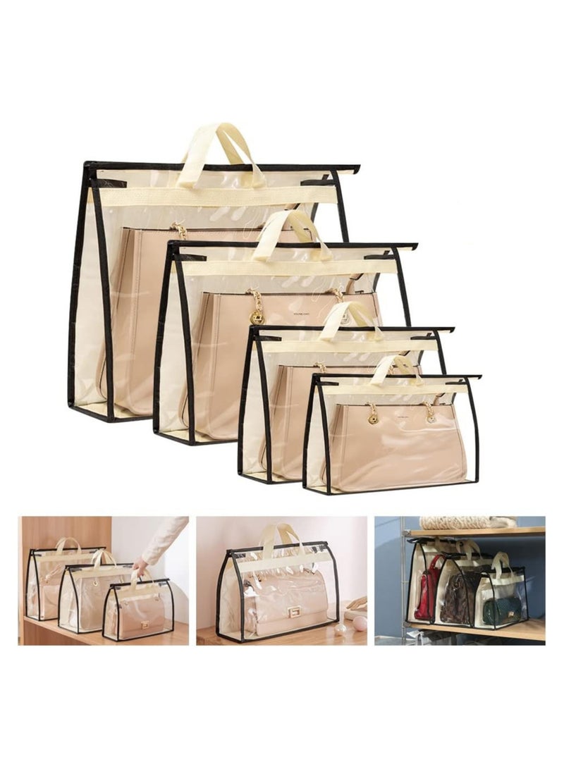 4 Pack Handbag Dust Bags Clear Purse Storage Organizer for Closet, Zipper Hanging Storage Bag for Handbags  - Image 1